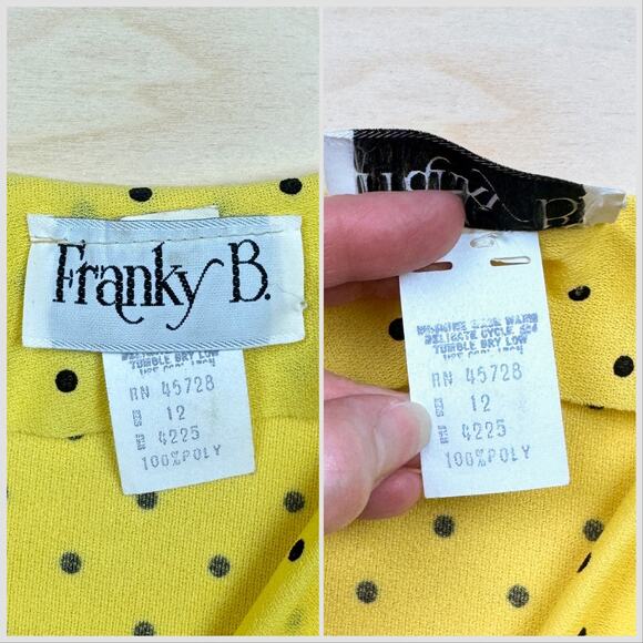 Vintage 1970s Yellow Polka Dot Cap Sleeve Belted Midi Dress - Picture 7 of 9